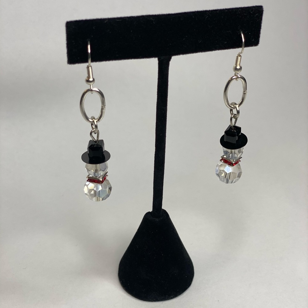 Clear acrylic snowmen earrings